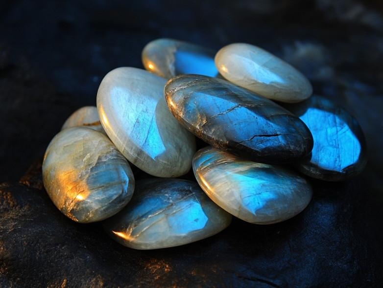 Lot de pierres labradorites blanches