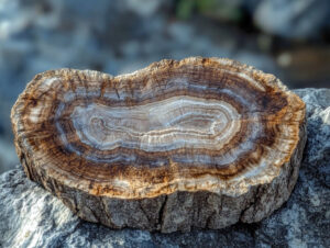 Tranche de bois fossilisé